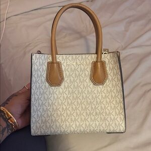 Michael Kors Cream and Tan Satchel